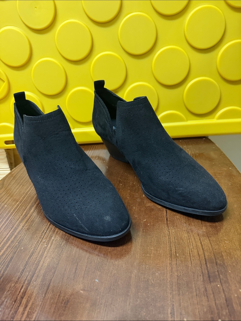 Xappeal Black Suede Low Heel Chelsea Booties